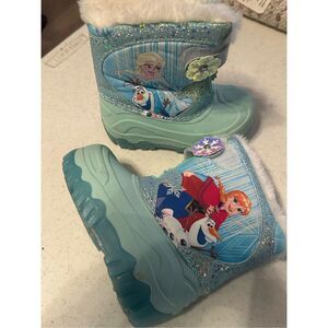 Disney Frozen Girls Multicolor Ana Elsa Faux Fur Lined Winter Boots Size 8